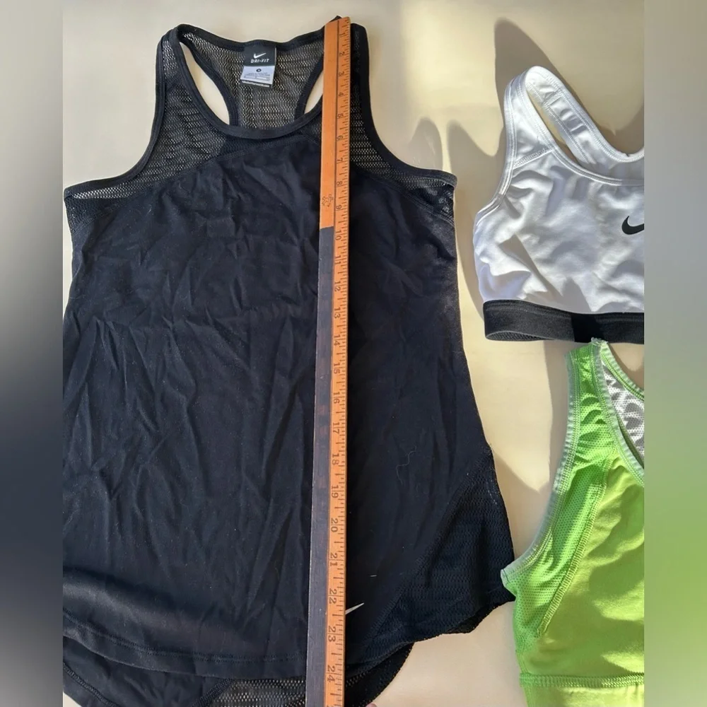 Nike Black Mesh Tank with White and Lime Green Sports Bras size S